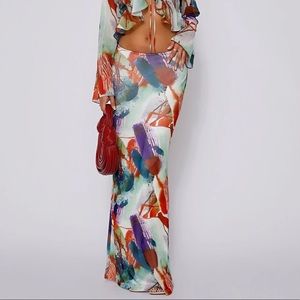 TIGERMIST Geneva Maxi Skirt - Watercolor Low Waisted Floral
